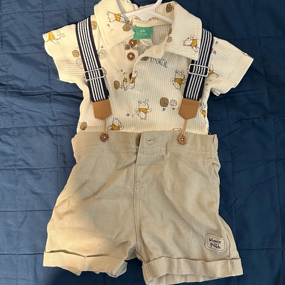 Disney Winnie the Pooh Onesie with Shorts Suspenders